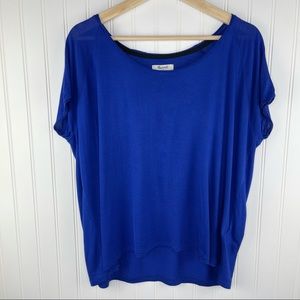 Madewell Royal Blue Swing Top Cap Sleeve Tee Size Small